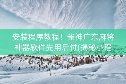 安装程序教程！雀神广东麻将神器软件先用后付(揭秘小程序专用神器)