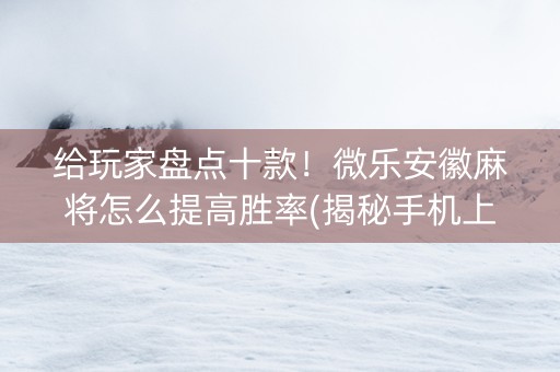 给玩家盘点十款！微乐安徽麻将怎么提高胜率(揭秘手机上专用神器下载)