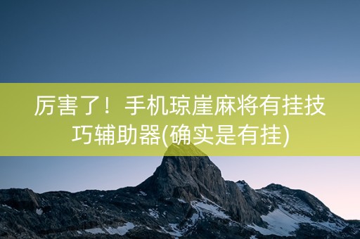 厉害了！手机琼崖麻将有挂技巧辅助器(确实是有挂)