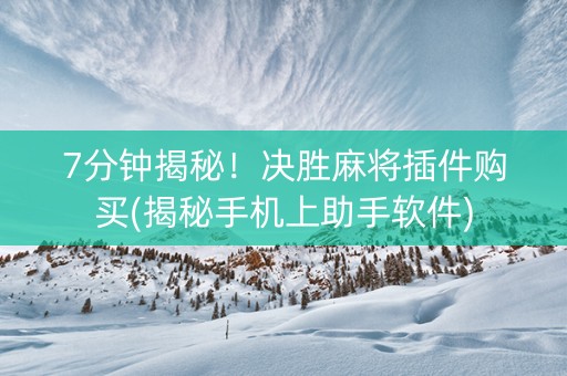 7分钟揭秘！决胜麻将插件购买(揭秘手机上助手软件)