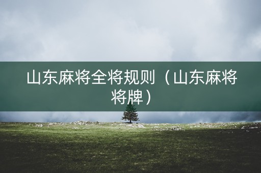 山东麻将全将规则（山东麻将将牌）