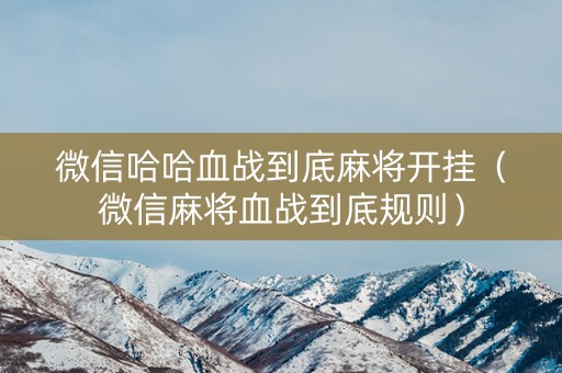 微信哈哈血战到底麻将开挂（微信麻将血战到底规则）