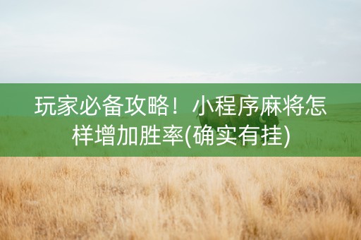 玩家必备攻略！小程序麻将怎样增加胜率(确实有挂)