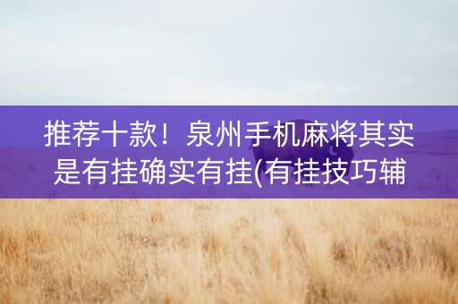 推荐十款！泉州手机麻将其实是有挂确实有挂(有挂技巧辅助器)
