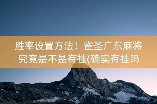 胜率设置方法！雀圣广东麻将究竟是不是有挂(确实有挂吗)
