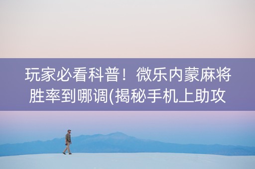 玩家必看科普！微乐内蒙麻将胜率到哪调(揭秘手机上助攻神器)