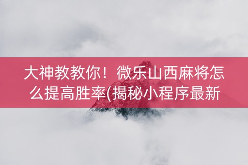 大神教教你！微乐山西麻将怎么提高胜率(揭秘小程序最新神器下载)