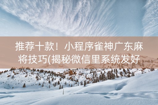 推荐十款！小程序雀神广东麻将技巧(揭秘微信里系统发好牌)
