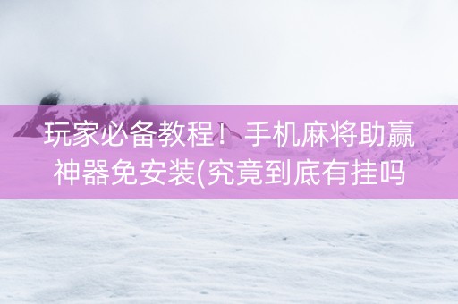 玩家必备教程！手机麻将助赢神器免安装(究竟到底有挂吗)