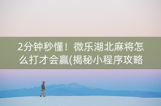 2分钟秒懂！微乐湖北麻将怎么打才会赢(揭秘小程序攻略插件)