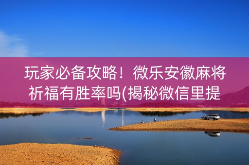 玩家必备攻略！微乐安徽麻将祈福有胜率吗(揭秘微信里提高胜率)