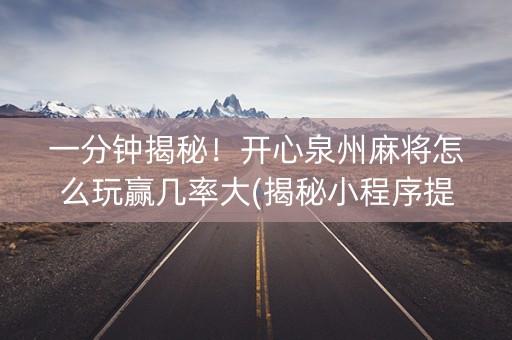 一分钟揭秘！开心泉州麻将怎么玩赢几率大(揭秘小程序提高胜率)