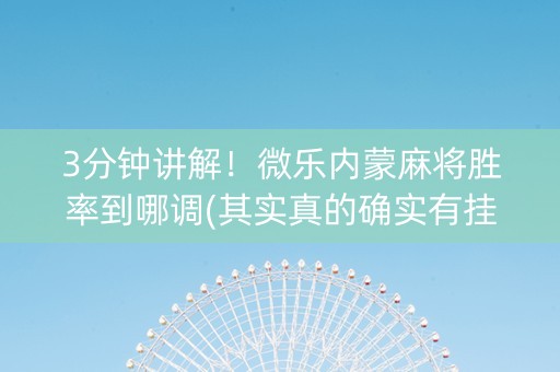 3分钟讲解！微乐内蒙麻将胜率到哪调(其实真的确实有挂)