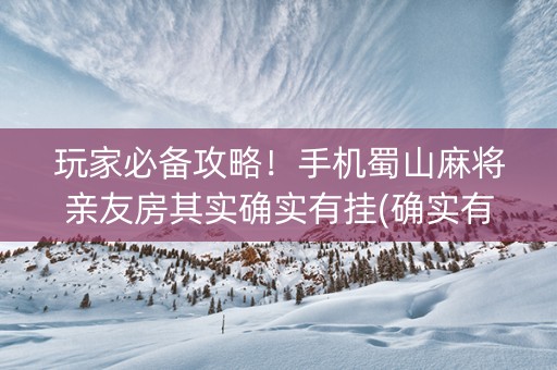 玩家必备攻略！手机蜀山麻将亲友房其实确实有挂(确实有挂)