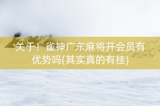关于！雀神广东麻将开会员有优势吗(其实真的有挂)