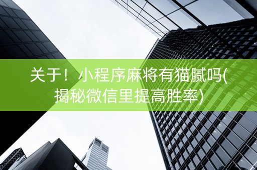 关于！小程序麻将有猫腻吗(揭秘微信里提高胜率)