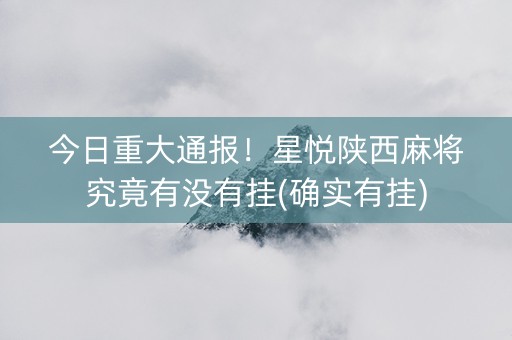 今日重大通报！星悦陕西麻将究竟有没有挂(确实有挂)
