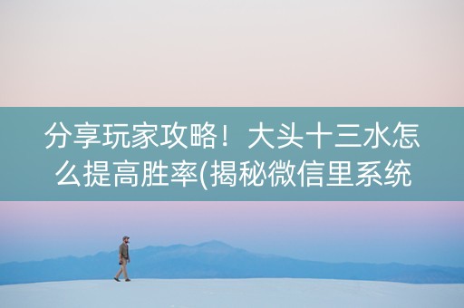 分享玩家攻略！大头十三水怎么提高胜率(揭秘微信里系统发好牌)