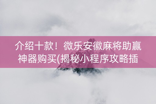 介绍十款！微乐安徽麻将助赢神器购买(揭秘小程序攻略插件)