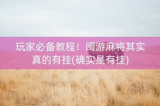 玩家必备教程！闽游麻将其实真的有挂(确实是有挂)