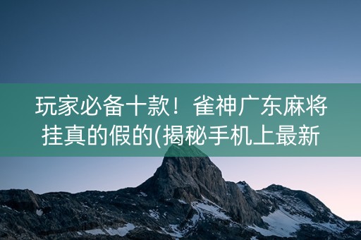 玩家必备十款！雀神广东麻将挂真的假的(揭秘手机上最新神器下载)
