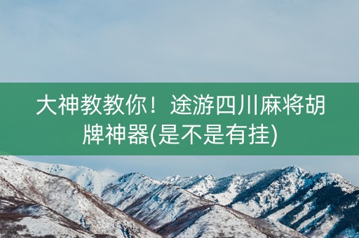 大神教教你！途游四川麻将胡牌神器(是不是有挂)