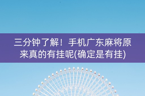 三分钟了解！手机广东麻将原来真的有挂呢(确定是有挂)
