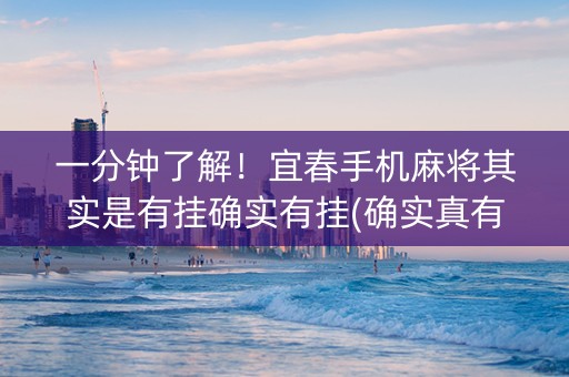 一分钟了解！宜春手机麻将其实是有挂确实有挂(确实真有挂)