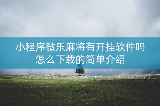 小程序微乐麻将有开挂软件吗怎么下载的简单介绍