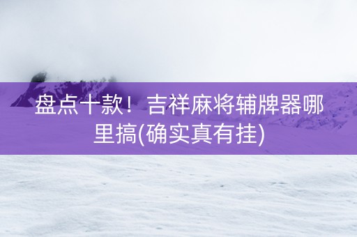盘点十款！吉祥麻将辅牌器哪里搞(确实真有挂)