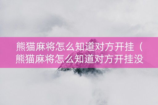 熊猫麻将怎么知道对方开挂（熊猫麻将怎么知道对方开挂没）
