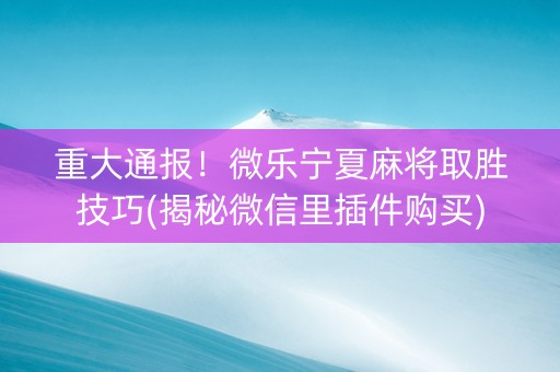 重大通报！微乐宁夏麻将取胜技巧(揭秘微信里插件购买)