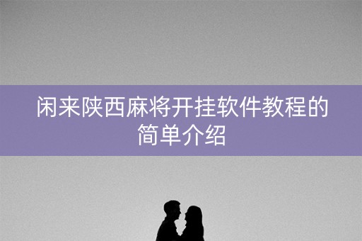 闲来陕西麻将开挂软件教程的简单介绍