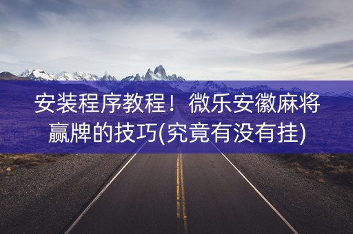 安装程序教程！微乐安徽麻将赢牌的技巧(究竟有没有挂)