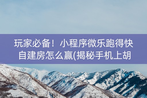 玩家必备！小程序微乐跑得快自建房怎么赢(揭秘手机上胡牌神器)