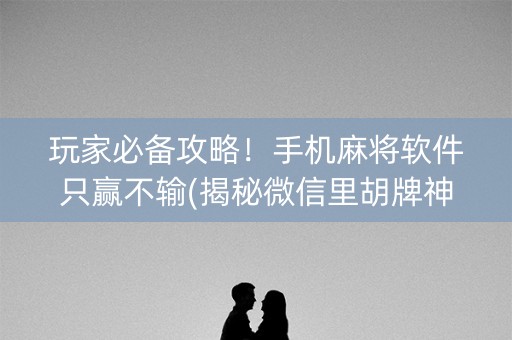 玩家必备攻略！手机麻将软件只赢不输(揭秘微信里胡牌神器)