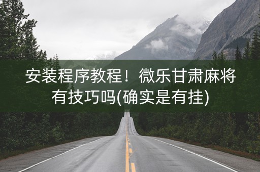 安装程序教程！微乐甘肃麻将有技巧吗(确实是有挂)