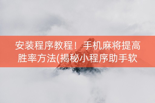 安装程序教程！手机麻将提高胜率方法(揭秘小程序助手软件)