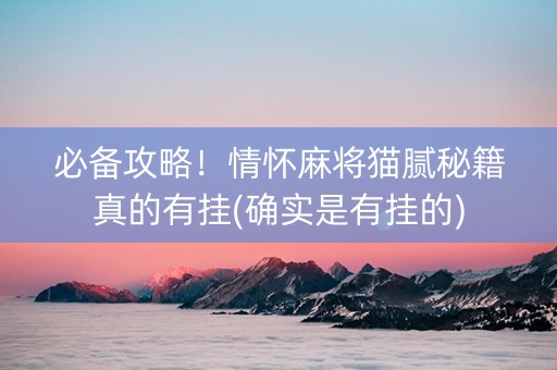必备攻略！情怀麻将猫腻秘籍真的有挂(确实是有挂的)
