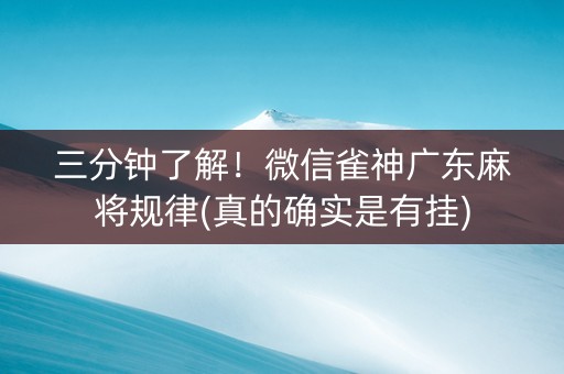 三分钟了解！微信雀神广东麻将规律(真的确实是有挂)