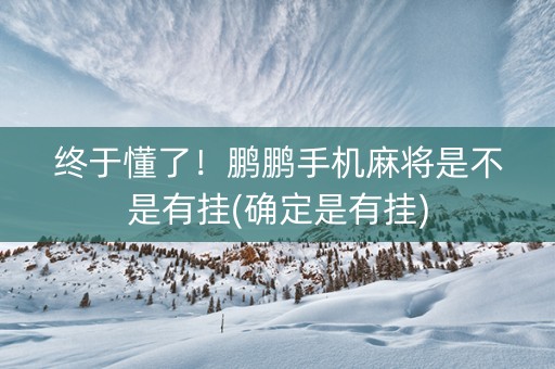 终于懂了！鹏鹏手机麻将是不是有挂(确定是有挂)