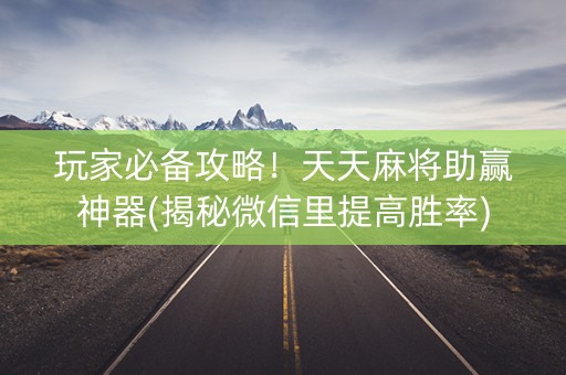 玩家必备攻略！天天麻将助赢神器(揭秘微信里提高胜率)