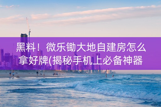 黑料！微乐锄大地自建房怎么拿好牌(揭秘手机上必备神器)