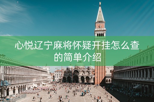 心悦辽宁麻将怀疑开挂怎么查的简单介绍