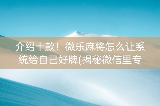 介绍十款！微乐麻将怎么让系统给自己好牌(揭秘微信里专用神器)