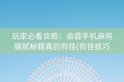 玩家必看攻略！渝蓉手机麻将猫腻秘籍真的有挂(有挂技巧辅助器)