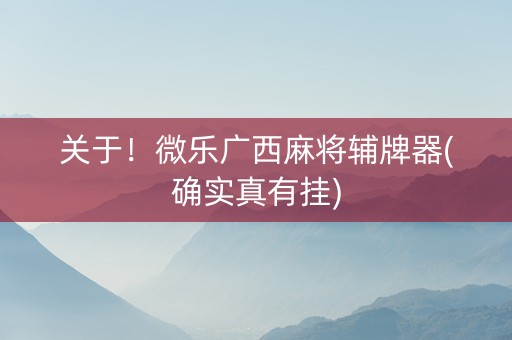 关于！微乐广西麻将辅牌器(确实真有挂)