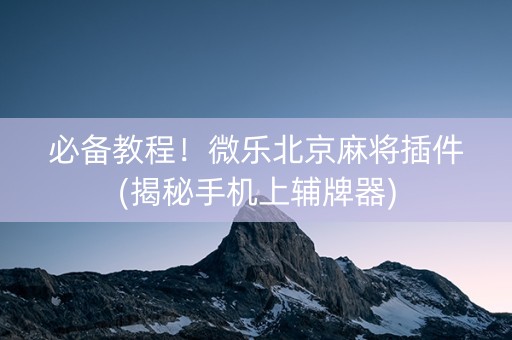 必备教程！微乐北京麻将插件(揭秘手机上辅牌器)