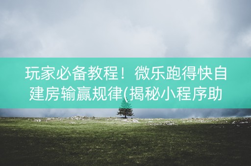 玩家必备教程！微乐跑得快自建房输赢规律(揭秘小程序助手软件)