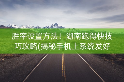 胜率设置方法！湖南跑得快技巧攻略(揭秘手机上系统发好牌)